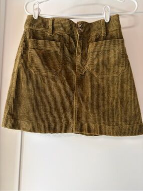 Madewell Corduroy A-Line Mini Skirt in Olive